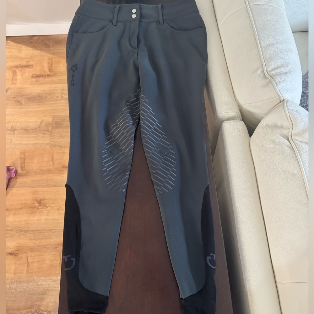 Cavallaria Toscana Dark Gray Equestrian Breeches with Full Grip IT46 DE 40 US 28